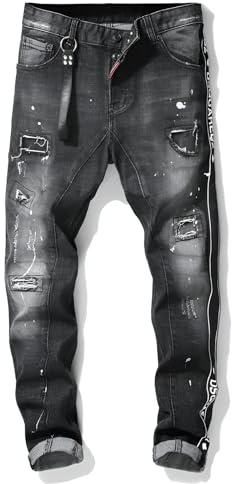 Kdtoll Jeans Uomo Slim Fit Strappati - Pantaloni in Denim Stretch Moda Streetwear Y2K, Fit Slim e Design Versatile per Look Trendy