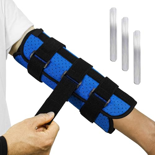 Elbow Support Brace with Removable Splints for Ulnar Nerve Pain, Cubital Tunnel Relief, Stroke Rehabilitation, Arm Injury Recovery, Adjustable Night Immobiliser for Left or Right Arm, Men & Women