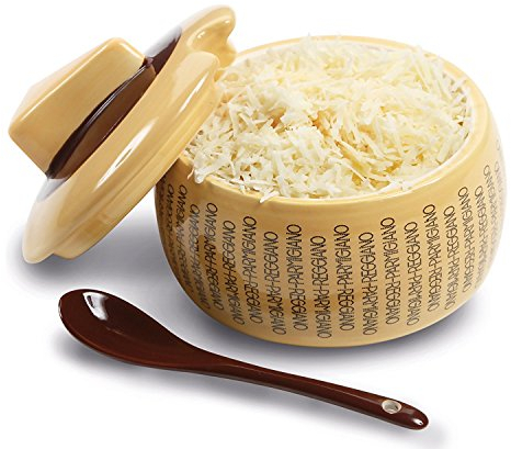 Contenitore per parmigiano, in ceramica, per 150 g di parmigiano, con cucchiaio, per porzioni perfette Beige-braun