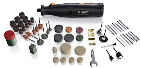Brandson - Akku Multifunktionswerkzeug 8V - Drehwerkzeug mit 110 Zubehörteile - Fräser – Variable Drehzahl 5.000-25.000 U/min - zum Gravieren, Schleifen, Schärfen, Polieren - wie Dremel