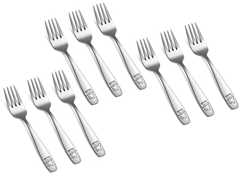 Pimoys Toddler Forks, 9-Pack Stainless Steel Kids Forks