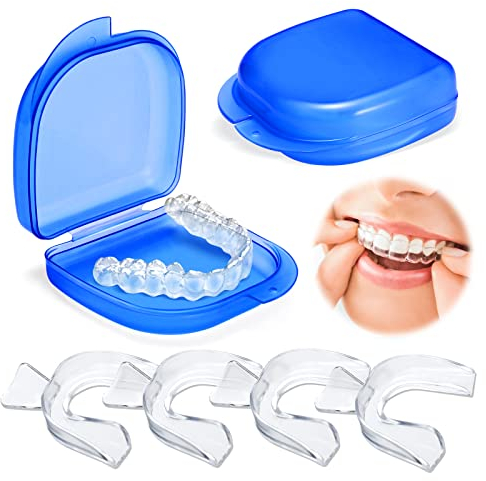 Gouttiere Dentaire Bruxisme Thermoformable 4Pcs, Protecteurs Buccaux Sans BPA, Protege Dent Nuit, Anti Grincement Dent, TMJ, Protege Dents Boxe, Livré Avec Deux Boîtes de Rangement Hygiéniques