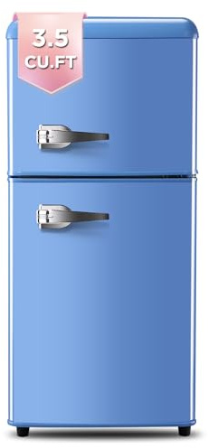 KRIB BLING Compact Refrigerators with Freezer on Top, Mini Fridge with 7- Level Adjustable Thermostat, Small Refrigerator for Apartment, Office, Camping, Blue