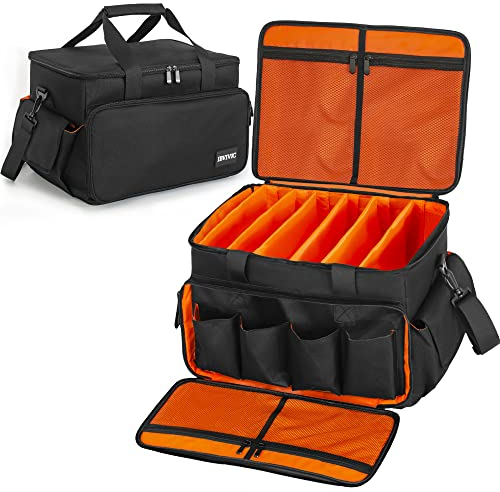 OUUTMEE Bolsa para DJ, divisores ajustables y dos bolsillos separados, 30 x 20 x 20 cm, para equipo de DJ profesional, bolsa de cables, instrumentos musicales y accesorios, Negro , S 40*28*30CM