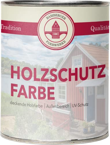 Bamberger Farbwerke Matt Holzschutzfarbe Wetterschutzfarbe Holzfarbe für Außen (750ml, Weiss)