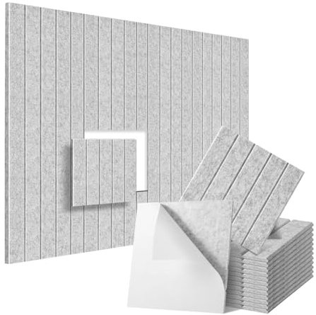 VitalEpcck Paquet de 12 Panneaux de Mousse Insonorisés 12x12x0,4 Pouces, Panneaux Muraux Acoustiques Auto-Adhésifs, pour Traitement Acoustique Gris Argenté