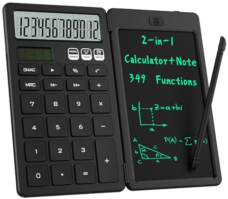 ROATEE Faltbarer wiederaufladbare 2-in-1 Taschenrechner mit löschbarem LCD-Handschrifttablett,geeignet für Studenten und Bürogebrauch