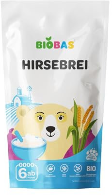BIOBAS Brei 200g - Hirsebrei Ohne Zuckerzusatz, Ohne Milch und GMO - Bio Nahrungszubereitung, Gesund & Lecker Brei - Grießfrei, Ideal für Abendbrei