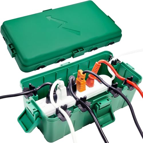 Mittlerer wasserdichte Kabelbox für den Außenbereich (27x14x11,5cm),IP54 wasserdicht Wetterfeste Kabelbox,Wetterfester Anschlusskasten,Ideal zum Schutz von Verlängerungskabeln, Steckdosenleisten,Grün