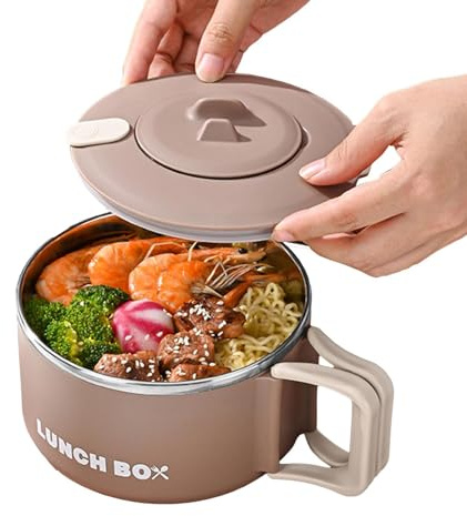 Bol à ramenn en acier inoxydable | Cuiseur à nouilles japonais pratique | Tasse à soupe portable, passe au micro-ondes avec couvercle pour camping et utilisation en extérieur