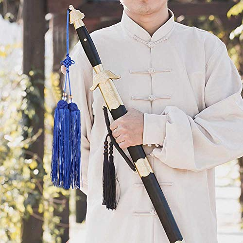 TOPINCN Pompon D'épée Taiji, Décor de Style Court en Soie Glacée de qualité Supérieure pour Les Amateurs de Kung Fu, 2 Couleurs pour la Pratique de L'épée Taiji (Dague Bleu Royal)