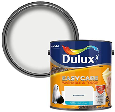 Dulux 403201 Easycare Washable & Tough Matt Emulsion Paint For Walls And Ceilings - White Cotton 2. 5 Litres