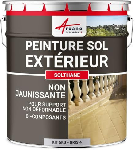 ARCANE INDUSTRIES Peinture pour Sol extérieur et intérieur, pour béton, Haute résistance, Non jaunissante : Solthane - 5 kg Telegris 4 - RAL 7047