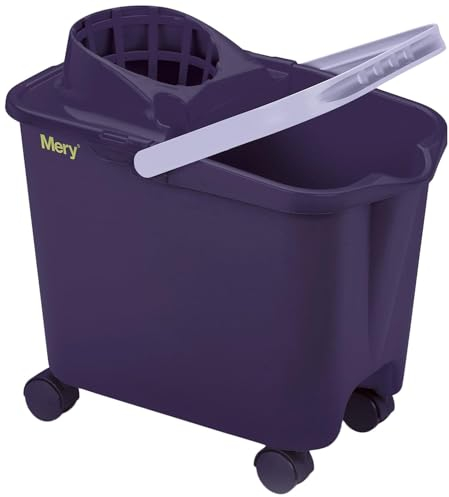 Mery | Cubo para Fregona | Cubo con Ruedas Giratorias | Cubo con Escurridor Amplio | Resistencia Óptima | 14 Litros | Morado | Medidas: 39Lx25,5Wx36,5H cm