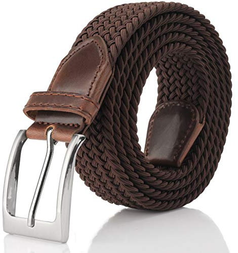 Fairwin Cintura Uomo, Cintura Elastica Intrecciata per Uomo, Confortevole in Tessuto Elastico Stretch (Marrone, L: 115cm (vita 90-100cm/36-40))