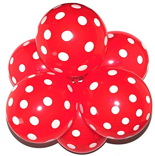 Happium 12 Assorted Latex Balloons Polka Dot, Ideal for Party Decoration, Assorted Balloons for Birthday Wedding and Other Parties, Pack of 10 (Red)
