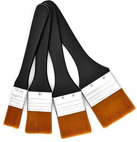 Skyzone Set di pennelli per Pittura, 4 Pezzi Pennelli per artisti Multiuso per Pittura acrilica, Pennello Piatto Pennello in Nylon per Acquerello, Acrilico, guazzo, Pittura a Olio (20/30/40/50 mm)