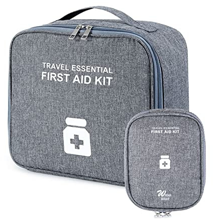 2 Pièces Trousse de Secours Vide - Boîte Médicale et Sac de Médecine Portable Imperméable Grande Capacité - Rangement Medicament pour Bureau, Maison, Voyage (Gris)