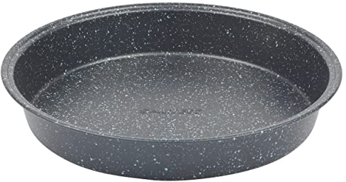 Salter BW07036EU7 Megastone 24 cm Teglia rotonda, Senza PFOA tegame per torte, tortiera rivestimento antiaderente, Cassaforte in forno fino a 220°C, pentole multifunzionali, Acciaio al carbonio, Nero