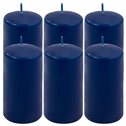 Stumpenkerze Höhe 11,5 cm Ø 6 cm lange Brenndauer Rund-Kerze Säulenkerzen Kerzen-Deko Tafelkerzen Weihnachts-Kerzen Hochzeit (blau, 6)