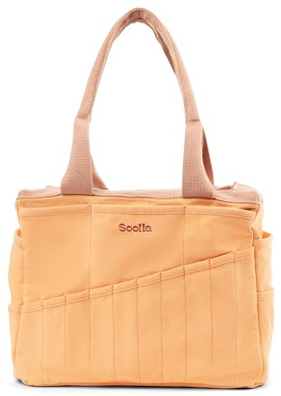 Soolla Studio Bag: Pottery Tool Bag & Craft Storage, Art Supply Organizer, Washable Tote, Knitting Yarn, Crochet Projects, 30 Pockets, 20+ Canvas Colors, Gift for Artists & Teachers (Creamsicle Crush)