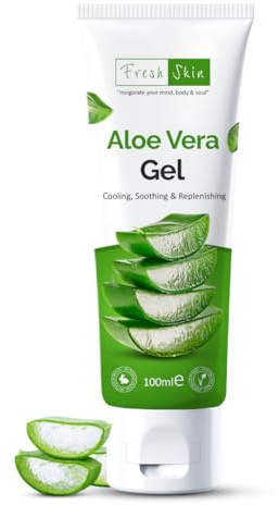 Freshskin 100ml Aloe Vera Gel Tube - 99% Naturally Bio-Active Skincare | Cruelty-free & Vegan: Cooling, soothing, and deeply hydrating after sun body relief formula for all skin types.
