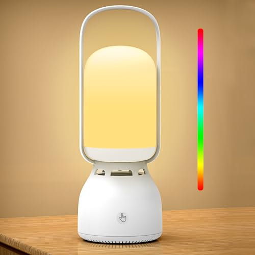 AUYLE Tragbare Bluetooth Lautsprecher mit Nachtlicht, Touch Dimmbar Nachttischlampe mit 7 Lichtfarben & Gibt 5 RGB-Lichtmodi, Geschenke für Geburtstagsgeschenk für Frauen und Männer