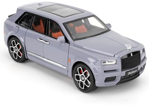 imtfzct 1/24 Rolls Royce Cullinan Alloy Modellauto, Spielzeugmodellauto zum Sammeln, Geschenk für Kinder, Spielzeugauto mit Sound- und Lichtfunktion und Pull-Back-Funktion（grau