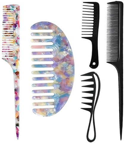 5 Lockenkamm,Kamm Frauen,Kamm Grob,Lockenkamm Grob,Mehrere Größenoptionen,Antistatisches Design,Reduziert Reibung und Ziehen,für Verschiedene Haartypen Geeignet,Unisex