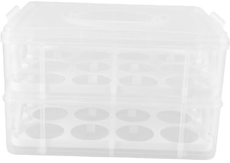 ABOOFAN Cake Carrier with Handle Large, Dual-layer Cupcake Carrier with Lid, White Design, Lightweight Sealed Packaging for Cakes, Desserts and Outdoor Transport