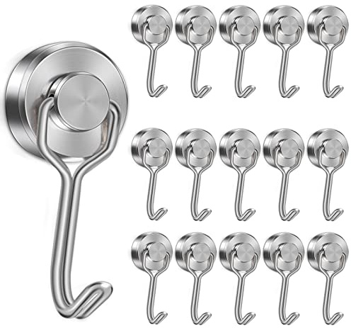 FPMYB 16 ganci magnetici extra forti da 20 mm, ganci magnetici al neodimio, ganci magnetici per cucina, armadietti, camera da letto, ufficio, frigorifero, 15 kg