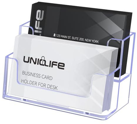 Uniclife 1-pack visitkortshållare i akryl för skrivbord 2 fack