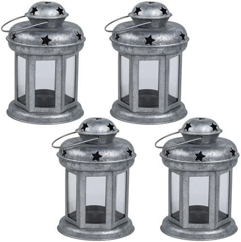 4-pack Eolea-lyktor, förzinkade, 15 cm | Teeljuslyktor med stjärnor