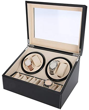 Elettrico Watch Winder, 4 + 6 Scatola Orologi Automatici Porta Scatole Carica del Tempo Dell'orologio Automatico Movimento Macchina con Motore Silenzioso Uomo Polso 31 x 24 x 18 cm