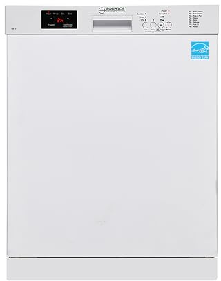 Equator 24-Inch Built-In Dishwasher, ADA Compliant Energy Star Stainless Steel Tub 14 Place Settings, 51 dB Quiet Operation, 8 Wash Programs, Wine Rack & 150°F Sanitize Cycle - White
