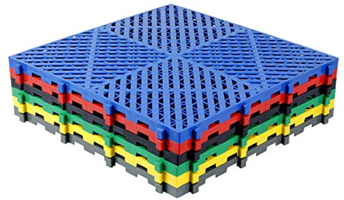 DOCIM Lot de 30 dalles de sol modulaires antidérapantes pour garage, lave-auto, plancher de terrasse, 40,6 x 40,6 x 2 cm, noir