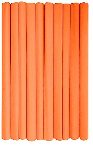 Interdruk - Rouleaux de papier crépon pour enfants, bricolage et décorations - Lot de 10 rouleaux (50cm x 200cm, 28g/m2) - 06 Orange foncé