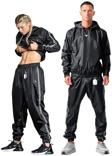 Elite Sports Sauna Suit for Weight Loss Men & Women Boxing MMA Wrestlers Gym Sweat Hoodie Sauna Suits Wrap Full Body Workout (Black, Medium)