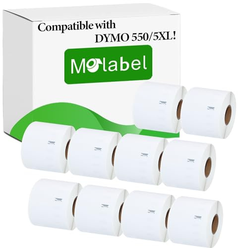 Etiquetas de envío grandes Molabel – 10 rollos compatibles con Dymo S0722430 99014 (101 mm x 54 mm), compatibles con impresoras Dymo LabelWriter 550. 220 etiquetas por rollo.