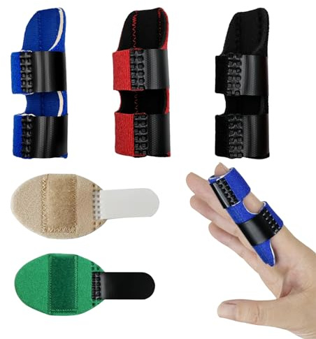 JOIYHY 5 Pezzi Stecche per Dita Mano, Finger Splint Pollice, Dito a Scatto, Supporto di Protezione per Pollice Indice Medio Anulare Mignolo,Tutore Dito per Allevia il Dolore, lesioni sportive