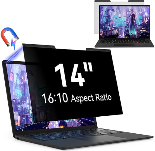 Magnétique Filtre de Confidentialité 14 Pouces 16:10 pour écran Ordinateur Portable, Amovible Protection D'écran Anti Lumiere Bleue Compatible avec Dell/ASUS/HP/Acer/Lenovo/Thinkpad/Samsung/Sony