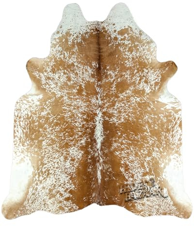 HIDES BAZAAR Alfombras de vaca para sala de estar y oficina, alfombra de piel de vaca de primera calidad, color marrón y blanco, alfombras de piel de vaca auténtica - Alfombras de piel de vaca de 5 x