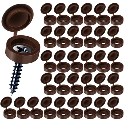 HNYYZL Plastic Hinged Covers, Snap Washer Caps - Brown, 100 Pcs - Shutter Screw Protection (M), Bronze Finish