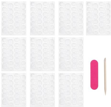 240 Pièces Colle Faux Ongles, Gel Pad Ongles, Autocollant D'Ongle de Colle Double Face, 10 Feuilles, Outils de Manucure Inclus, Patch Adhesif Autocollants pour Manucure Maison et Nail DIY