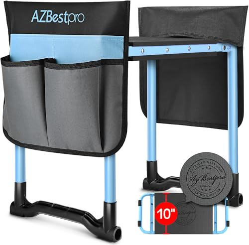 AZBESTPRO Garden Kneeler and Seat, Upgraded Foldable Heavy Duty Gardening Stool - Widened to 10 Stable Wear-Resistant Prevent Knee and Back Pain, Bench High-End 2 Large Tool Bags Gift for Men Women