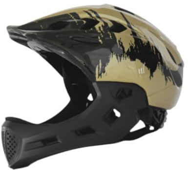 FLCPJGV Casque de vélo pour Enfants, Casque de Cyclisme, Casque intégral avec mentonnière Amovible, Casque de vélo pour Enfants, Casque de Sport pour Le Patinage à roulettes, Kaki