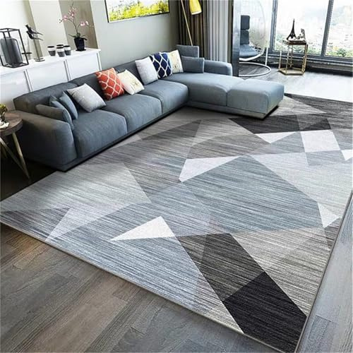 Kunsen Tappeto Guida Corridoio per gattonare Blu grigio Un moderno motivo geometrico lavabile da utilizzare in camera letto e soggiorno 60x90CM