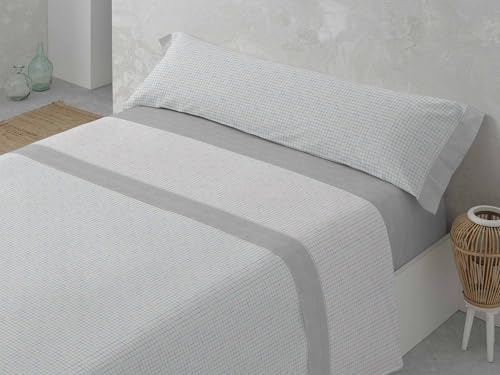 ALMACENES REVITEX - Juego de sábanas Invierno Franela Sabela de 100% algodón, 3 Piezas (encimera, Bajera, almohadón), gramaje 190 g/m2, Muy cálidas (Gris, Cama 105)