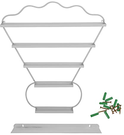 Estante para esmalte de uñas montado en la pared, estante de almacenamiento con forma de bádminton de 5 capas (Blanca)