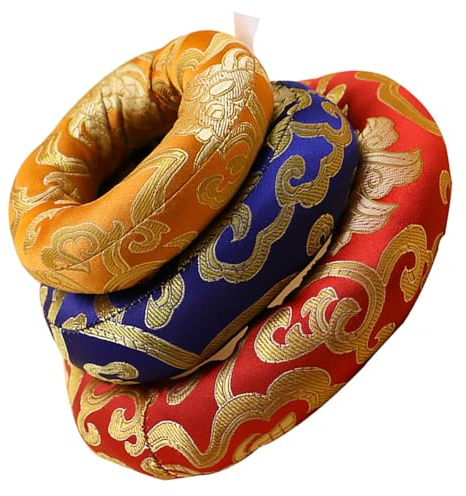 Coussin pour Bol Chantant Tibétain, en Coton Lot de 3 Pièces | Contemplation et Présent, Motif Nuage de Augure, Broderie Chinoise, 8cm 10cm 12cm Couleur Aléatoire